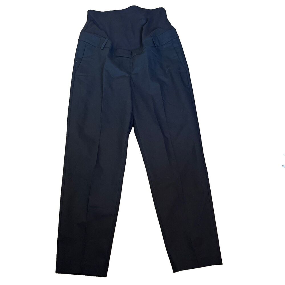 H&M MAMA Black Straight Leg Maternity Pants Over-The-Bump Band Size Medium